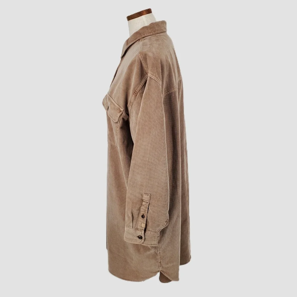 Outerknown Womens XXL Blanket Corduroy Shirt Dress Brown 100% Organic Cotton New